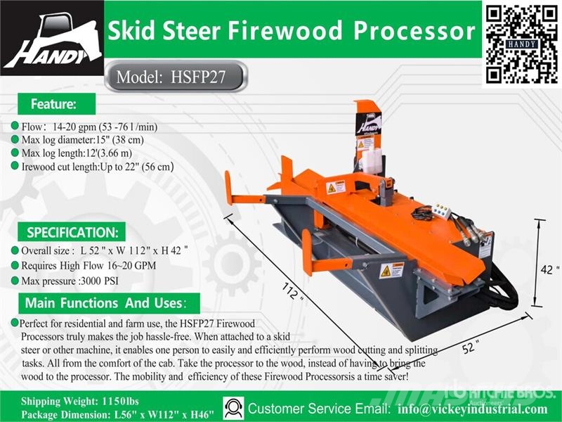 Handy HSFP27 Skid Steer Firewood Processor (Unused) Otros componentes