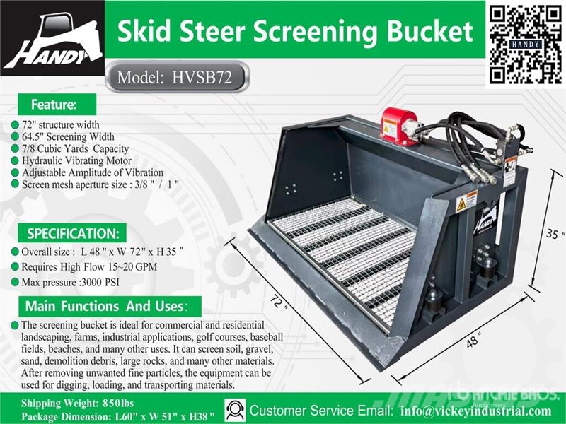 Handy HVSB72 72 in Skid Steer Screening Bucket (Unused) Korpe za prosijavanje