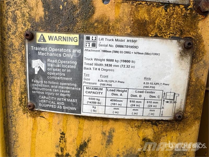 Hyster H150F 14300 lb Forklift Šakiniai krautuvai - Kita
