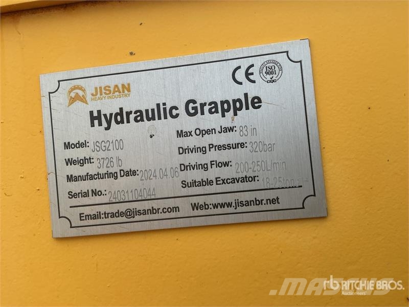 JISAN JSG2100 83 in Q/C Rotating Excavator Grapple - Fit Haaratsid