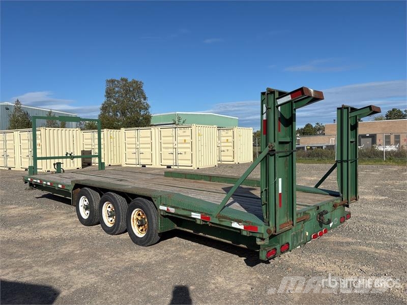 LWL T24FB15LP 24 ft Tri/A Flatbed Trailer Platformas/izkraušana no sāniem