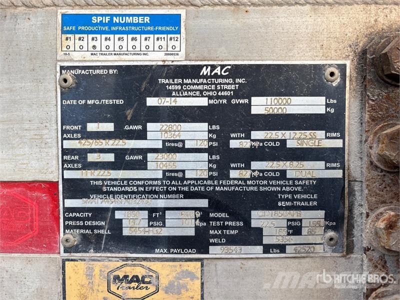 MAC 1850 cft Quad/A Pneumatic Bulk Trailer Ostale prikolice
