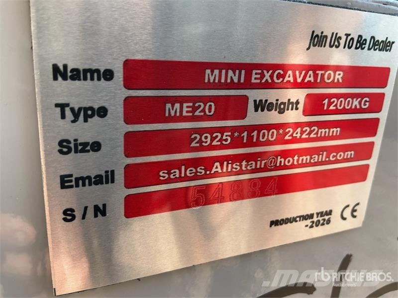 ME20-YELLOW Mini Excavator (Unused) Mini Escavadoras <7t