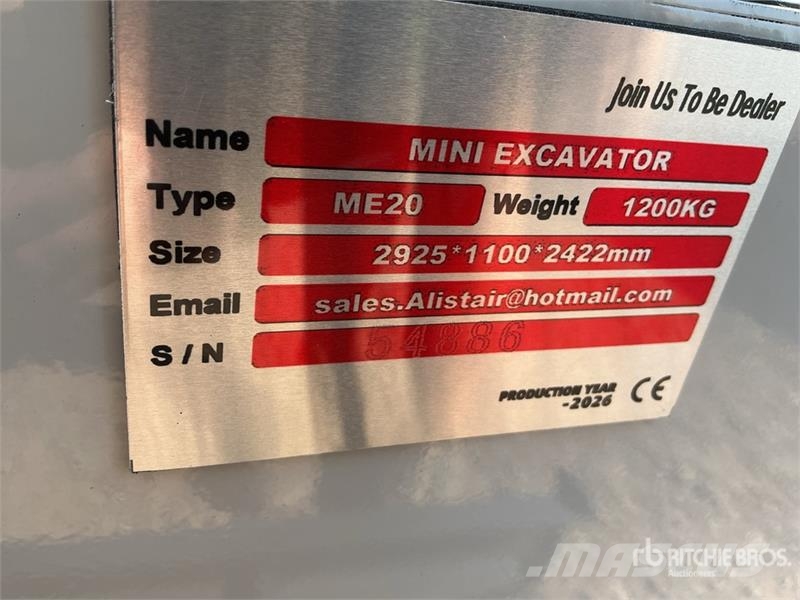 ME20-YELLOW Mini Excavator (Unused) Mini Escavadoras <7t