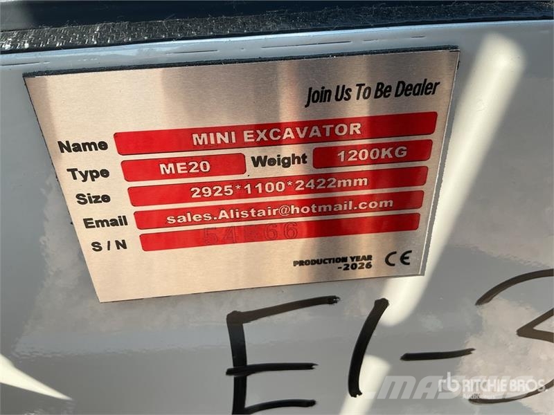 ME20-YELLOW Mini Excavator (Unused) Mini Escavadoras <7t