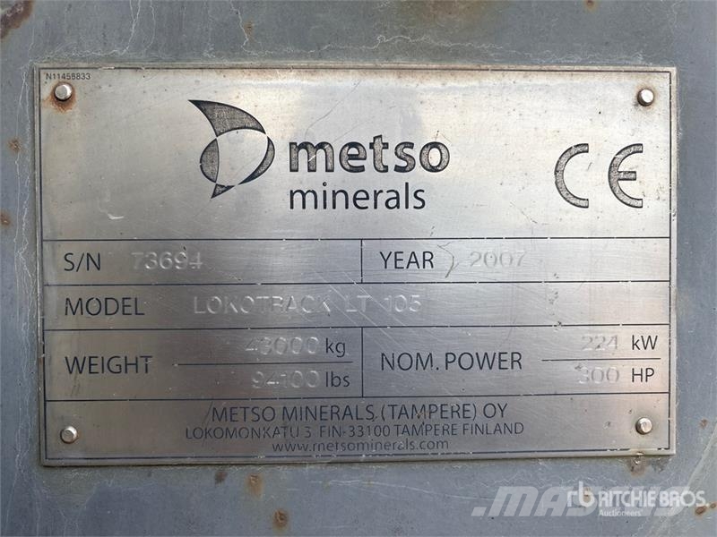 Metso LT105 Tracked Jaw Crushing Plant Komplett üzemek