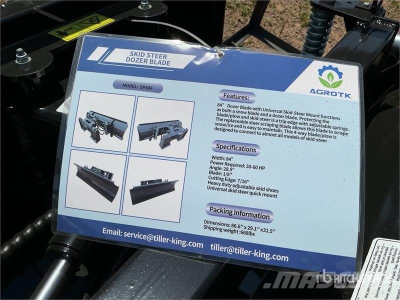Mower King SPA84 84 in 4-Way Skid Steer Dozer (Unu Πτερύγια