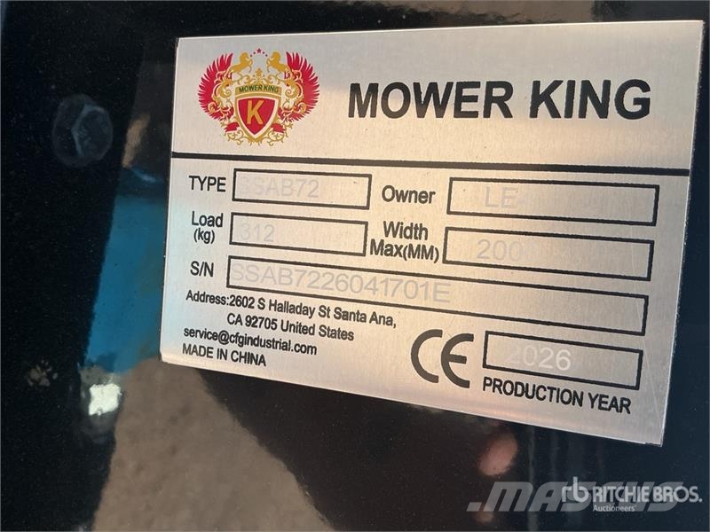  Mower King SSAB72 72 in Skid Steer Broom (Unused) Süpürgeler