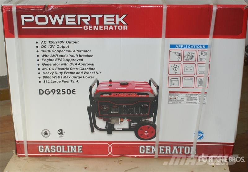 Powertek DG9250E 8 kW Portable Generator Set (Unused) Autres générateurs