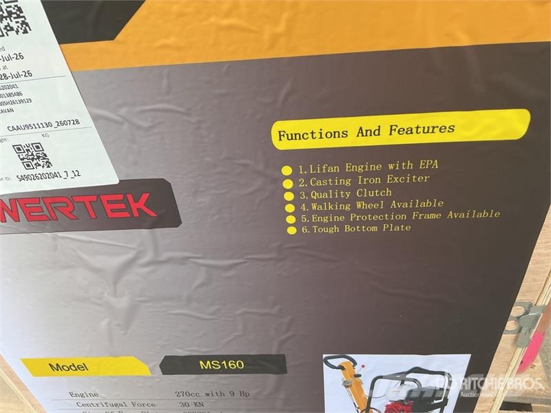 Powertek MS160 Reversible Vibratory Plate Compactor (Unused Trilmachines