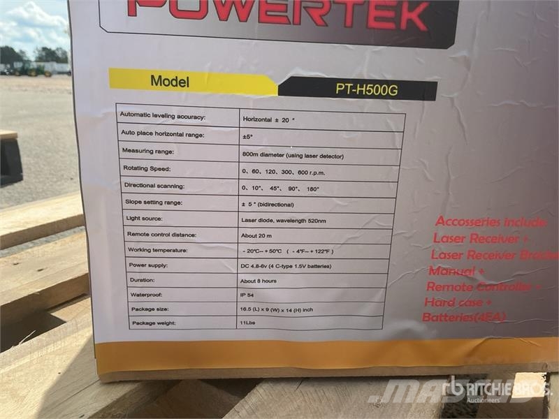 Powertek PT-H500G Rotary Green Line Laser Level (Unused) Instrumenten, meet- en automatiseringsapparatuur