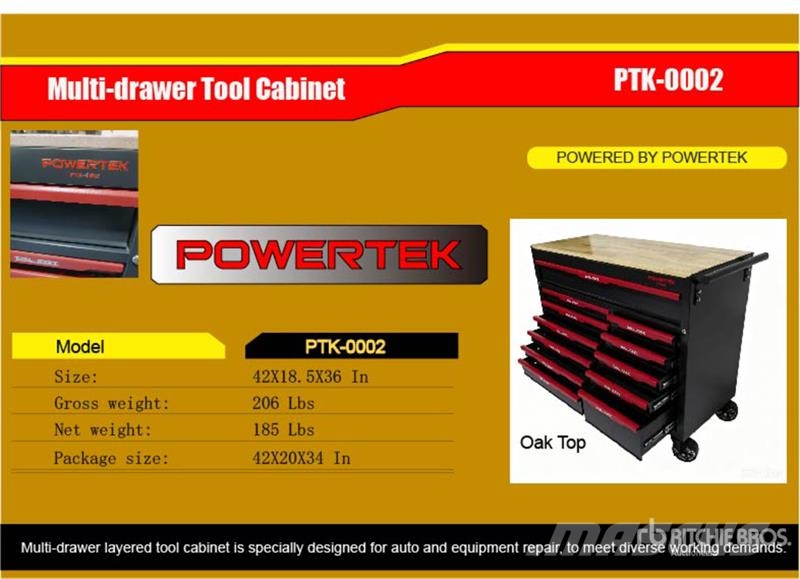 Powertek PTK-0002 Multi-Drawer Tool Box (Unused) Otros