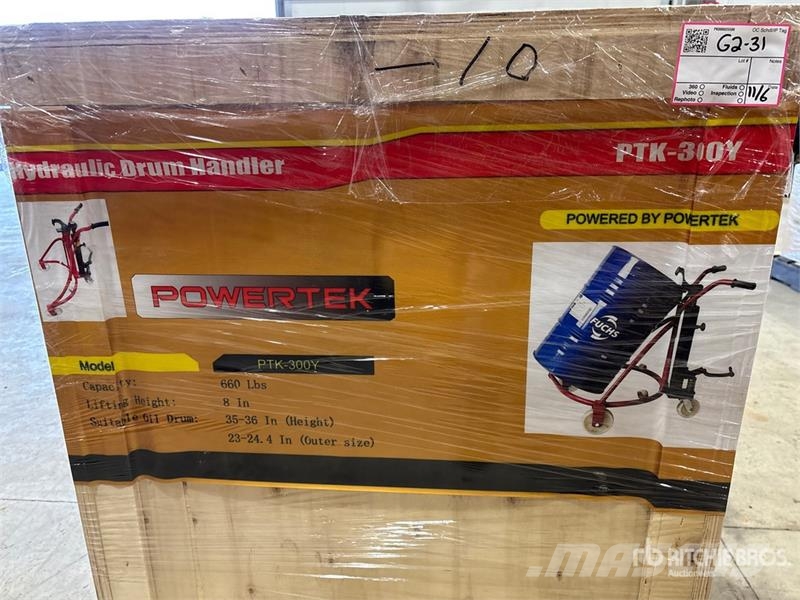 Powertek PTK-300Y Hydraulic Drum Handler (Unused) Компоненты строительной техники