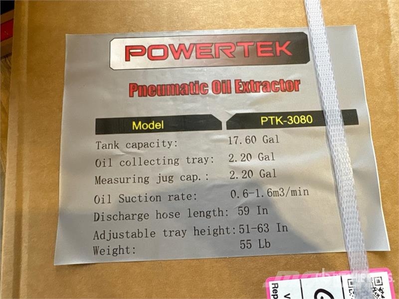 Powertek PTK-3080 Pneumatic Oil Extractor (Unused) Компоненты строительной техники
