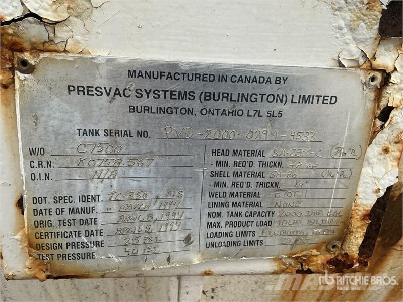  Presvac Systems Debris Tank Transport - Autres
