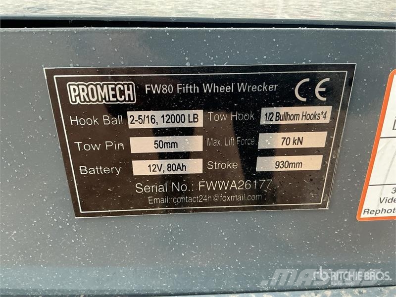  PROMECH FW80 Fifth Wheel Wrecker Attachment (Unuse Transportes - Outros
