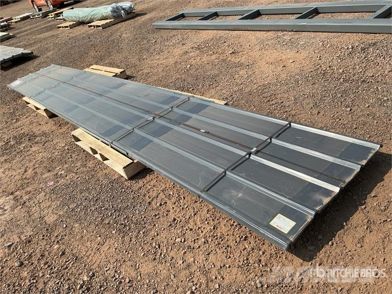 Quantity of (20) Grey Metal Roof Panels (Unused) Gervės, keltuvai ir medžiagų kėlimo įranga