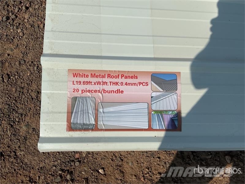 Quantity of (20) White Metal Roof Panels (Unused) Gervės, keltuvai ir medžiagų kėlimo įranga