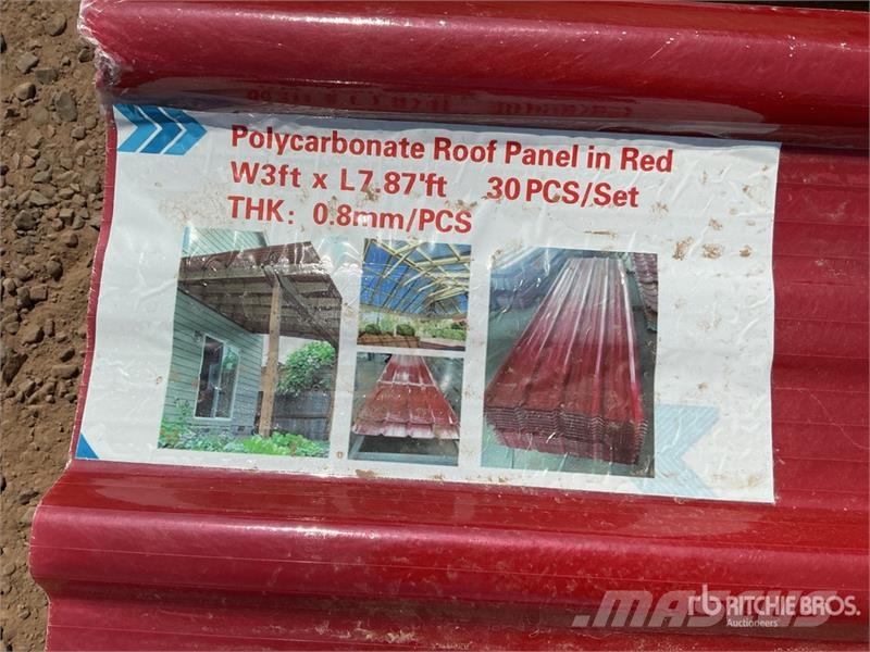 Quantity of (30) Red Polycarbonate Roof Panel (Unu Gervės, keltuvai ir medžiagų kėlimo įranga