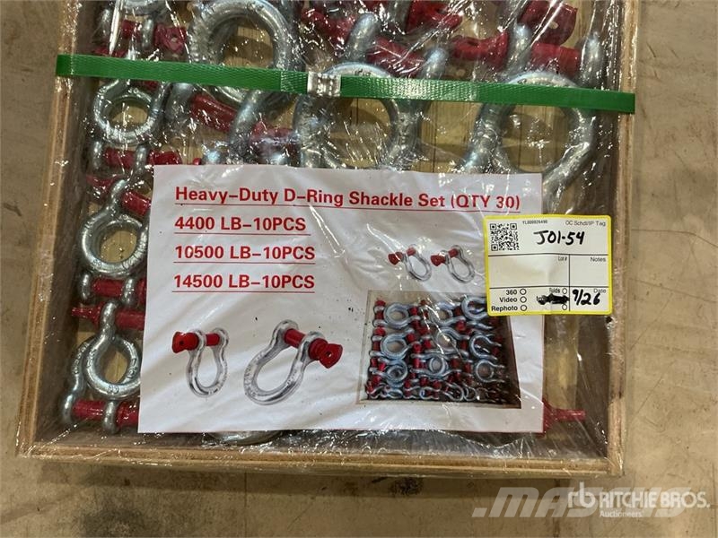 Quantity of (30) Sets of Heavy-Duty D-Ring Shackle Kranar, delar och tillbehör