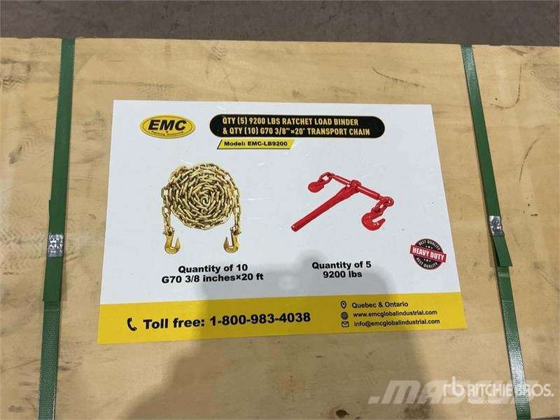 Quantity of (5) EMC LB9200 9200 lb Ratchet Binder Andre komponenter