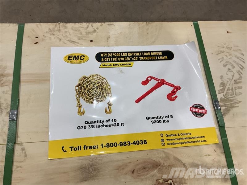 Quantity of (5) EMC LB9200 9200 lb Ratchet Binder Andre komponenter