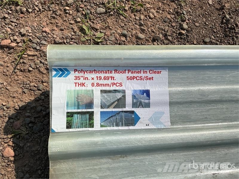 Quantity of (50) 3 ft x 20 ft Clear Corrugated Pol Vintsid, telfrid ja materjaliliftid