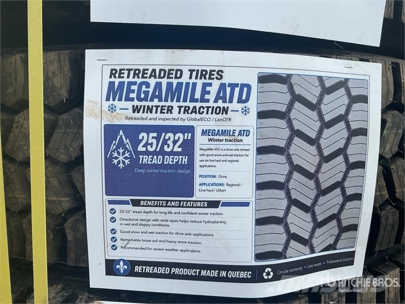  Quantity of (8) 11R22.5 Snow Traction Retread Tire Tyres, wheels and rims