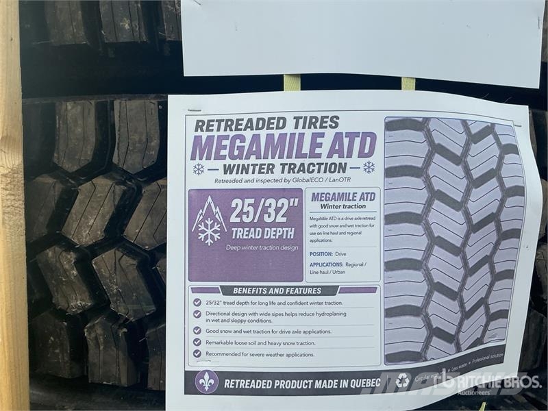 Quantity of (8) 11R22.5 Snow Traction Retread Tire Tyres, wheels and rims