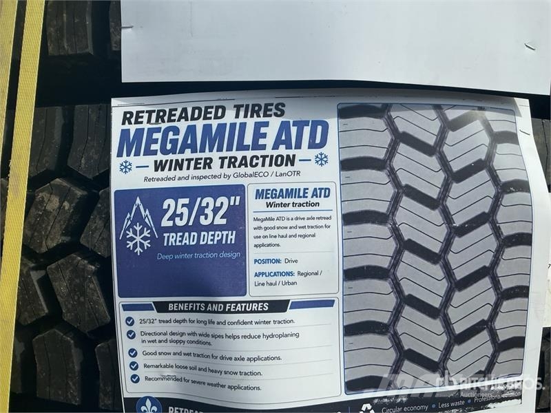 Quantity of (8) 11R22.5 Snow Traction Retread Tire Tyres, wheels and rims