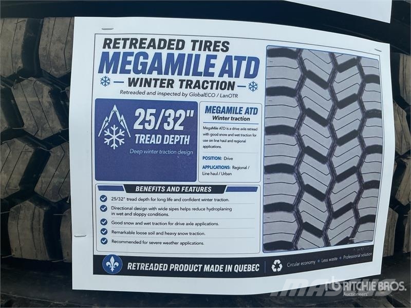  Quantity of (8) 11R22.5 Snow Traction Retread Tire الإطارات والعجلات والحافات