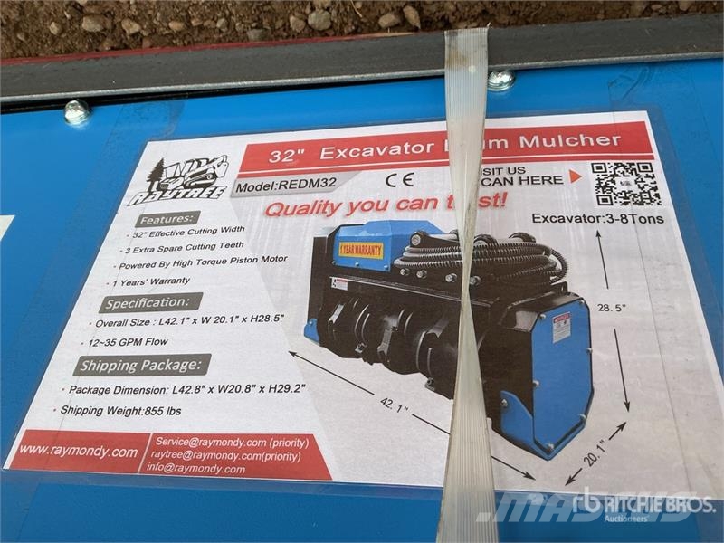  Raytree REDM32 32 in Excavator Drum Mulcher - Fits Otros componentes