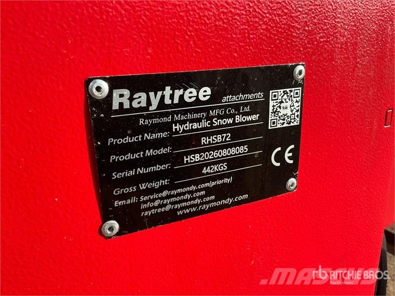 Raytree RHSB72 72 in Hydraulic Skid Steer Snowblow 除雪機