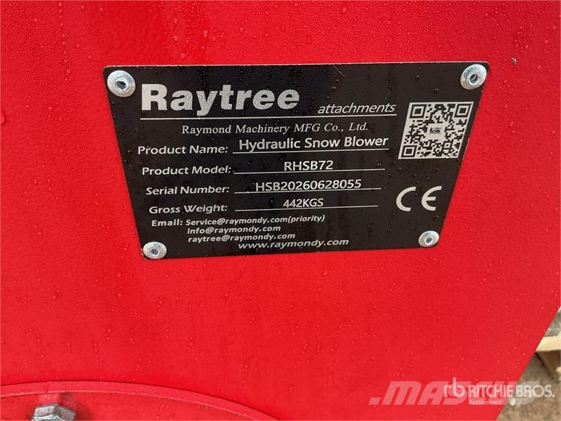 Raytree RHSB72 72 in Hydraulic Skid Steer Snowblow Sneeuwblazers