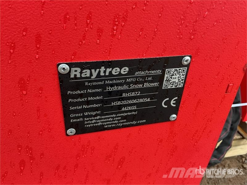  Raytree RHSB72 72 in Hydraulic Skid Steer Snowblow Sneeuwblazers