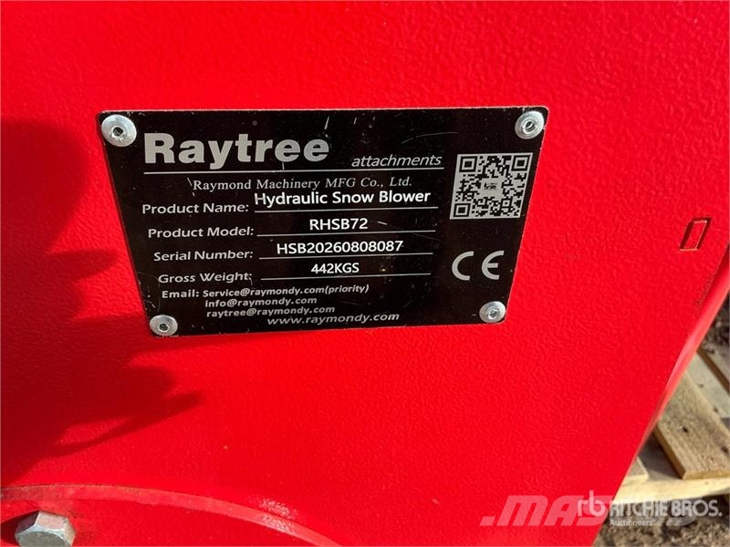 Raytree RHSB72 72 in Hydraulic Skid Steer Snowblow 除雪機