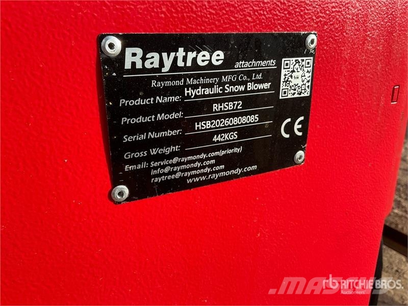 Raytree RHSB72 72 in Hydraulic Skid Steer Snowblow 除雪機