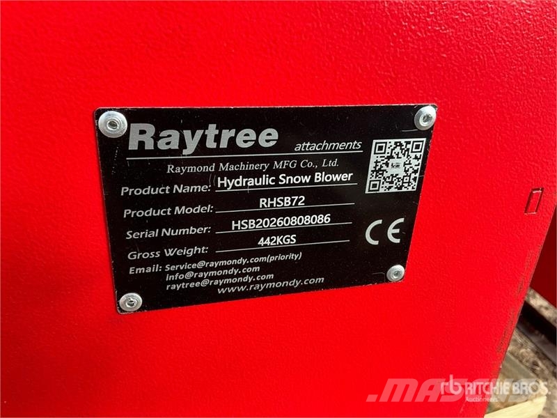 Raytree RHSB72 72 in Hydraulic Skid Steer Snowblow 除雪機