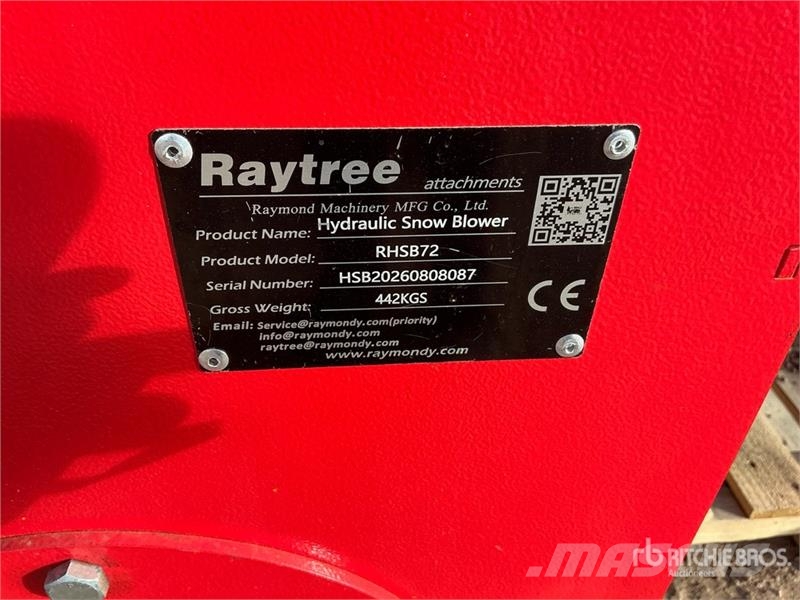 Raytree RHSB72 72 in Hydraulic Skid Steer Snowblow 除雪機