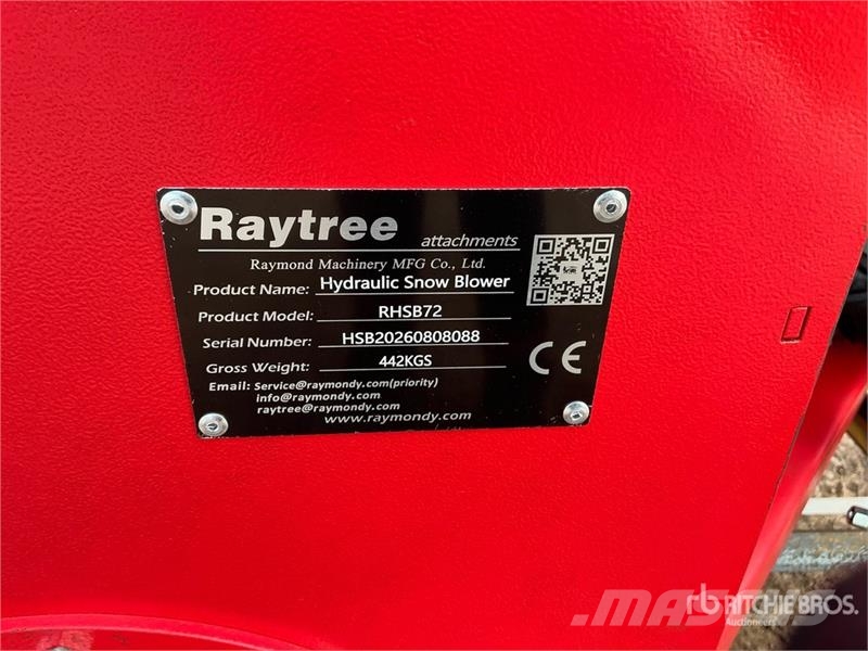 Raytree RHSB72 72 in Hydraulic Skid Steer Snowblow 除雪機