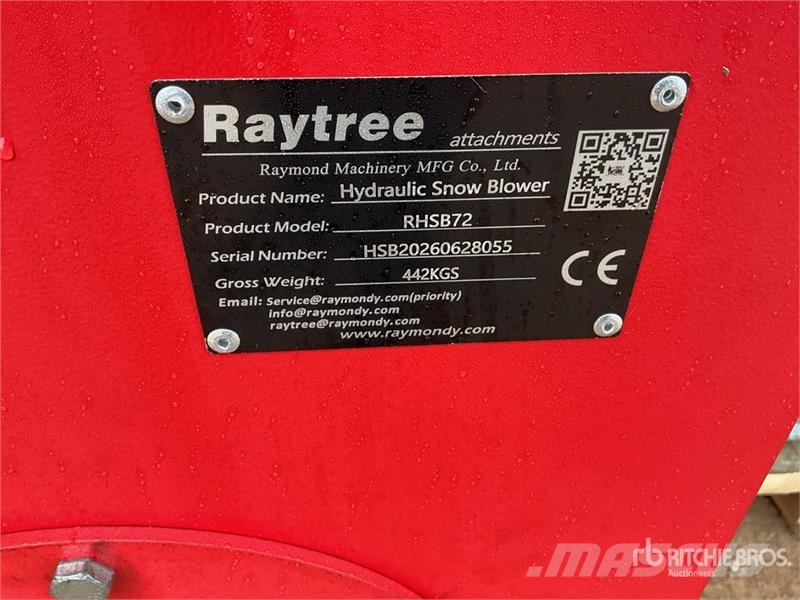 Raytree RHSB72 72 in Hydraulic Skid Steer Snowblow Sneeuwblazers