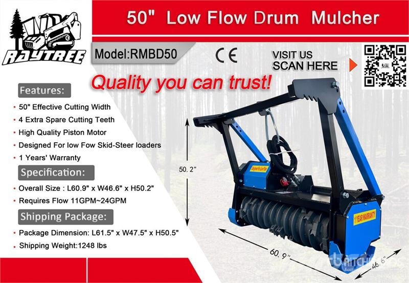 Raytree RMBD50 50 in Drum Skid Steer Mulcher (Unus Kosiarki bijakowe