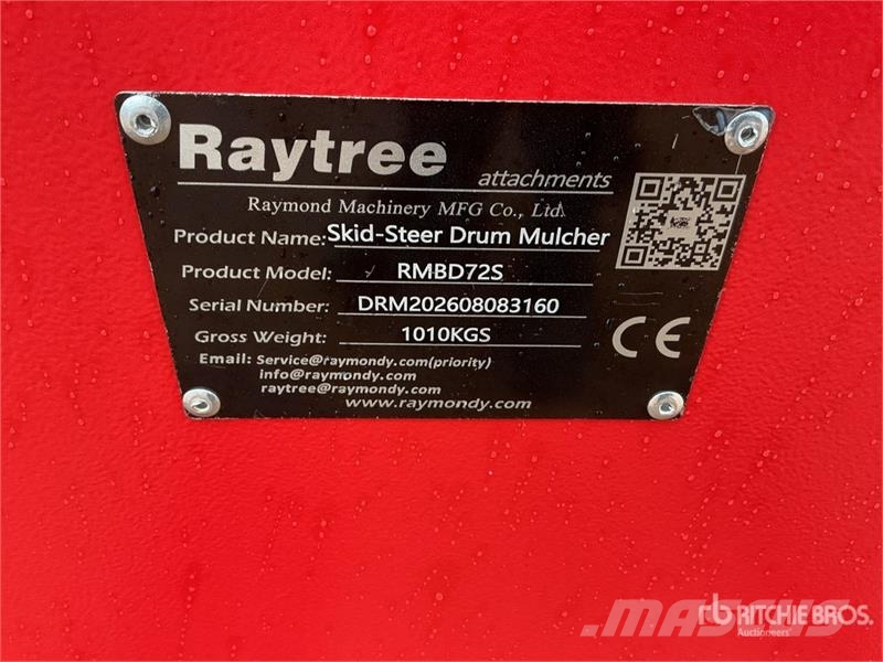  Raytree RMBD72S 72 in Drum Skid Steer Mulcher (Unu Forstmulcher