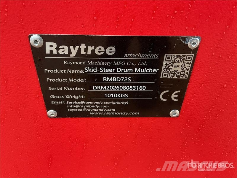  Raytree RMBD72S 72 in Drum Skid Steer Mulcher (Unu Forstmulcher