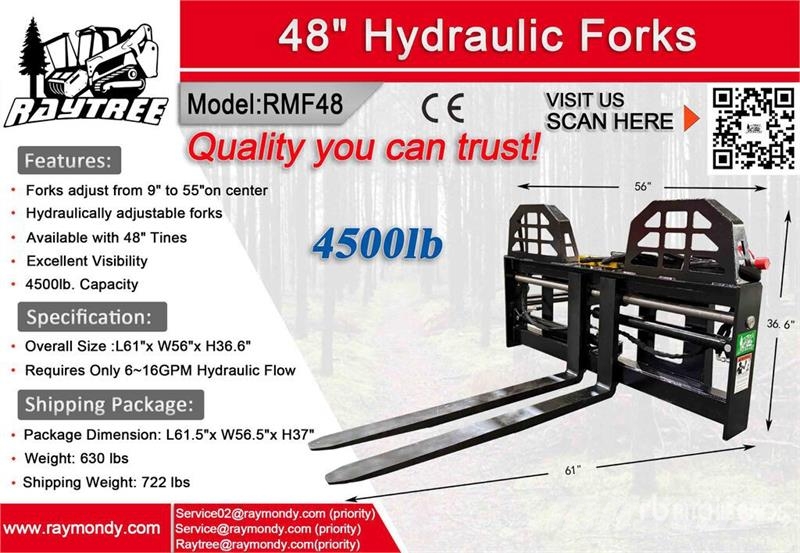 Raytree RMF48 48 in Hydraulic Skid Steer Forks (Un Fourche