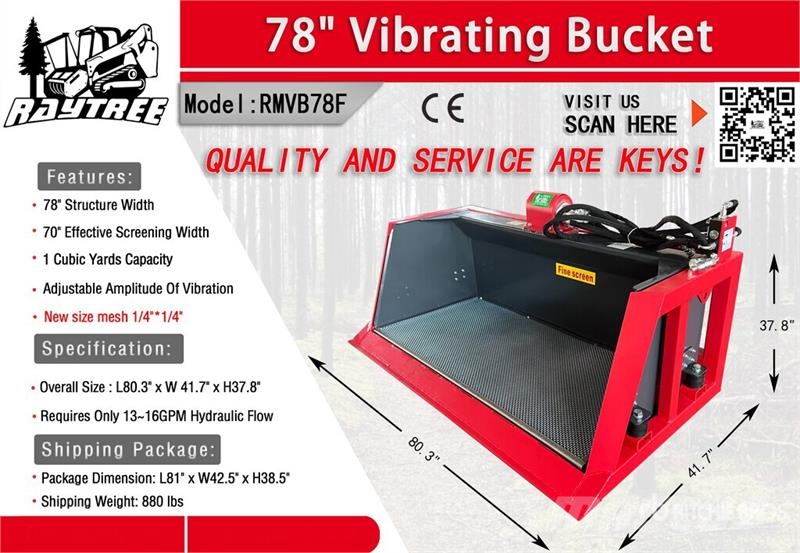 Raytree RMVB78F 70 in Skid Steer Screening Bucket Просівні ковші
