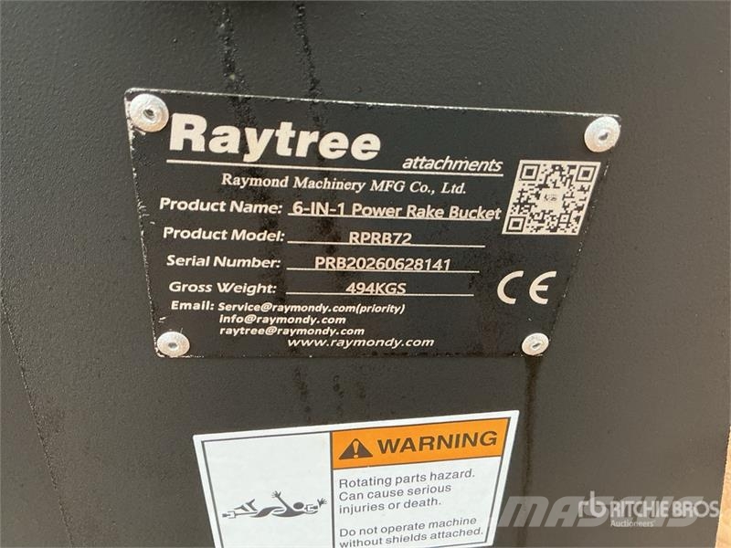 Raytree RPRB72 72 in Power Rake Skid Steer Bucket Buckets