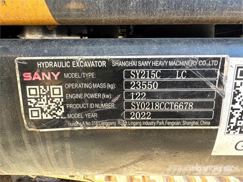 Sany SY215C Tracked Excavator Vikšriniai ekskavatoriai