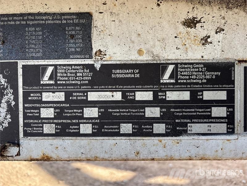 Schwing SP1000 Concrete Pump Betonipumppuautot