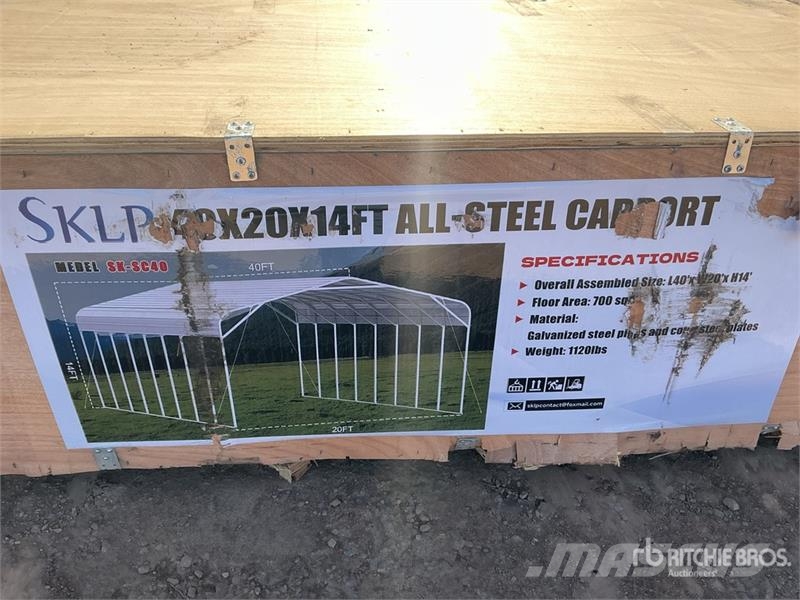  SKLP SK-SC40 20 ft x 40 ft All-Steel Carport (Unus المباني الإطار الصلب